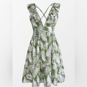 Green leaf ruffle dress